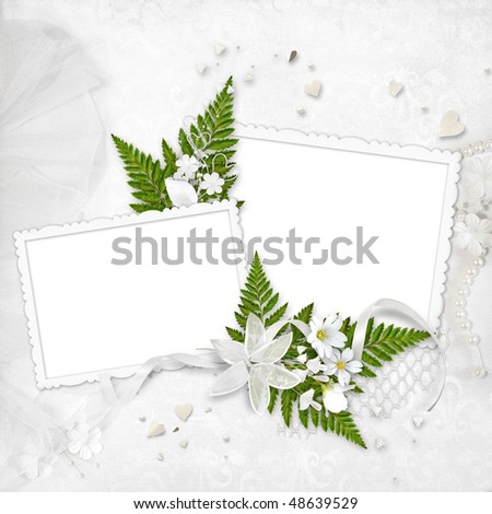 stock photo Delicate wedding frame with white background