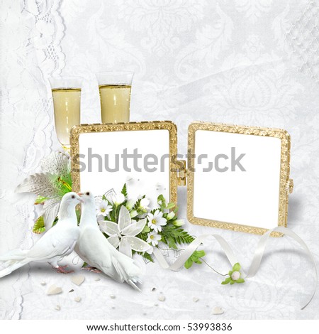 stock photo Delicate white wedding frame