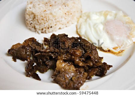Fried Beef Jerky with Egg and Rice Meal