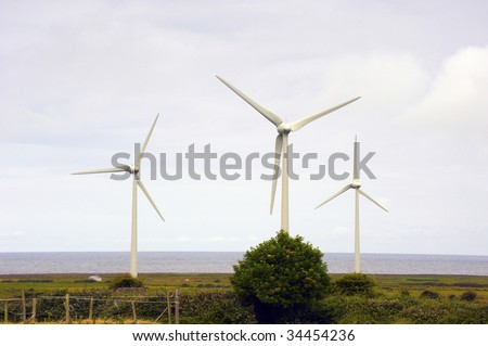 wind turbines used to generate electricity in rural area
