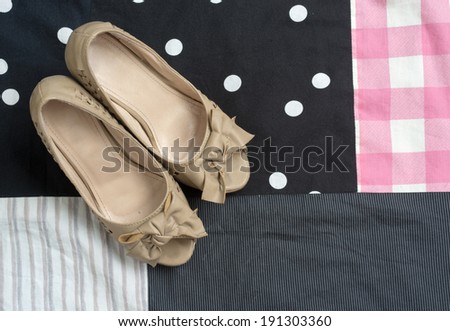 shoes on a bed