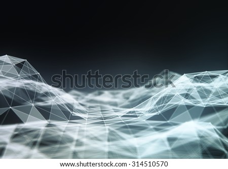 Abstract polygonal space low poly dark background with connecting dots and lines. Connection structure. Futuristic HUD background.