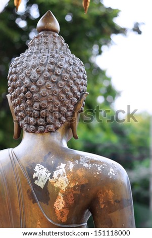 Buddha statue in the temple, make of metal