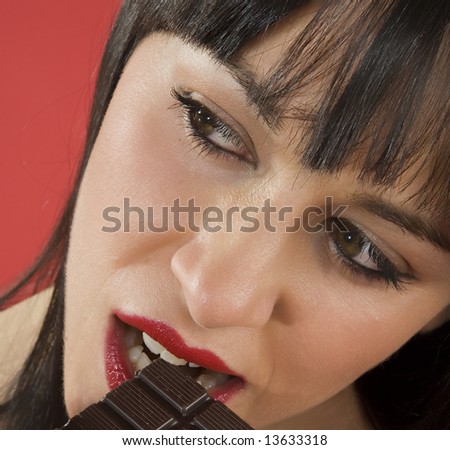 sensual woman who eats chocolate