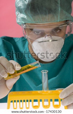 scientist in laboratory whit mask