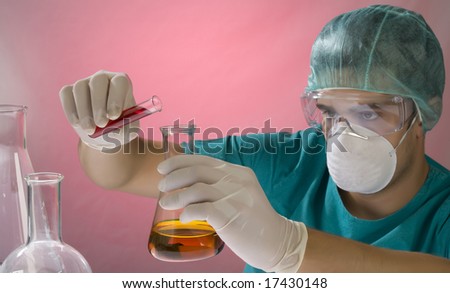 scientist in laboratory whit mask