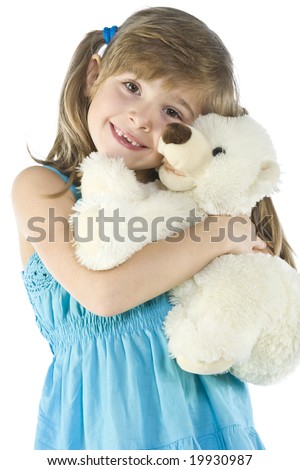 hugging big teddy bear