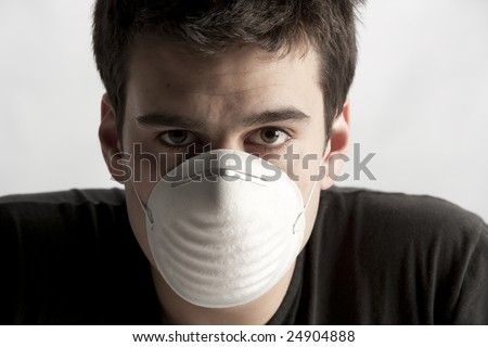 man with mask - life in today's world, pollution concept