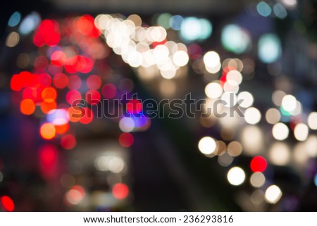 Bokeh from car light on the traffic road,Street lights