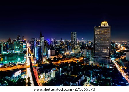 Night city scape in Bangkok