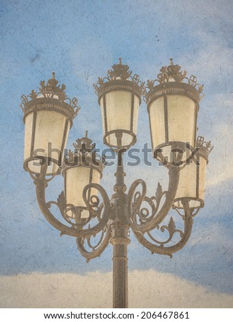 Vintage Outdoor Lamp with blue sky, recorded in Thailand on The Venezia Hua Hin.