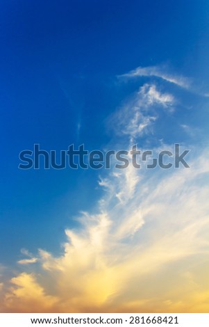 Bright sunset in sky over