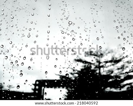 Rain drops on mirror in raining day