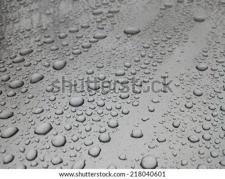 Rain drops on car in raining day