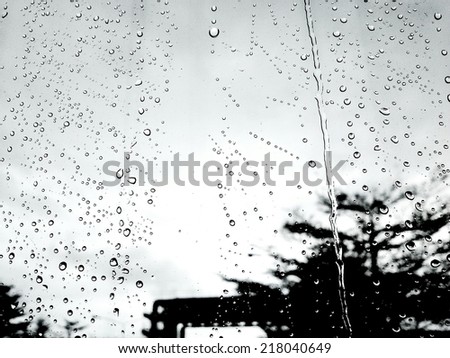 Rain drops on mirror in raining day