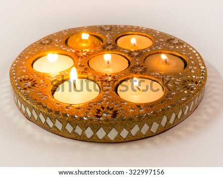 Isolated diyas (handmade lamps) used in the decoration of indian homes on the hindu festival of Diwali