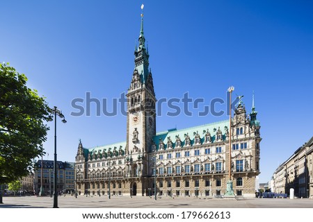 The famous town hall in Hamburg, Germany