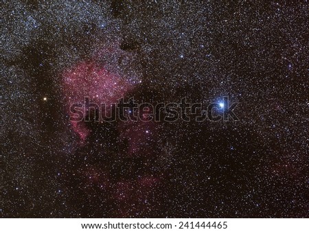 The North America Nebula in the Cygnus area next to the star Deneb