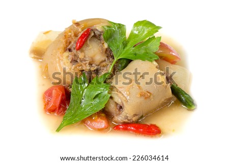 Oxtail soup, halal food, Isolated on white background