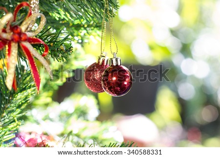 christmas ball,  decoration merry christmas and happy new year / Blur and select focus style