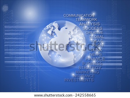 World business, communication and technology futuristic background.