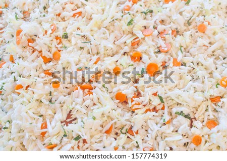 pickled cabbage with carrots and celery background