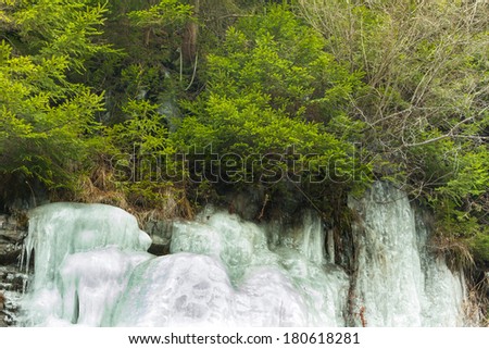 frozen mountain river waterfall  like glacier