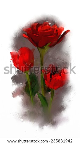 Rose Watercolor, Digital Painting