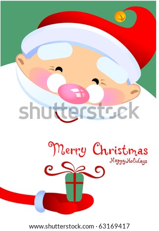 santa claus cartoon. stock vector : Christmas greeting card with Santa Claus Cartoon