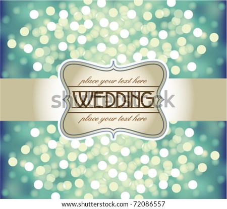 stock vector Amazing Wedding invitation on blue glittering background