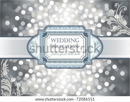 stock vector Amazing Wedding invitation or greeting card on silver 