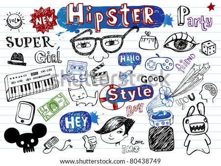 Hipsters doodle set Hipsters doodle set