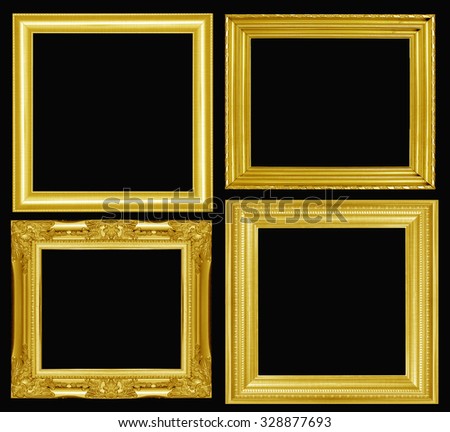collection of gold picture frame. Isolated