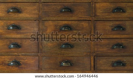 close up of chinese medicine cabinet