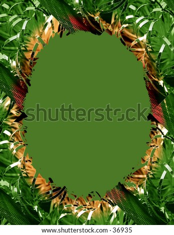 Oval holiday frame on green.