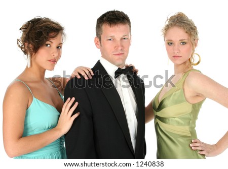 dating two woman. Young group, one man and two women, 
