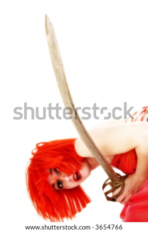 Beautiful woman with red hair, 