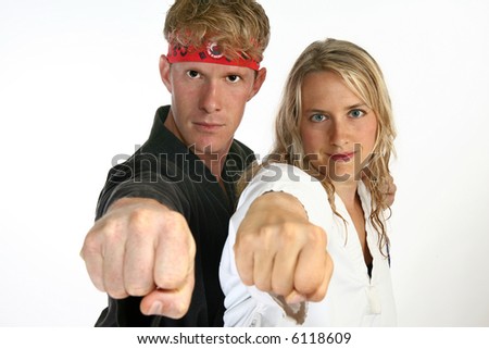 Martial arts man and woman
