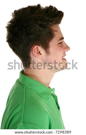 stock photo : Attractive young man's profile with Labret Piercing over white 