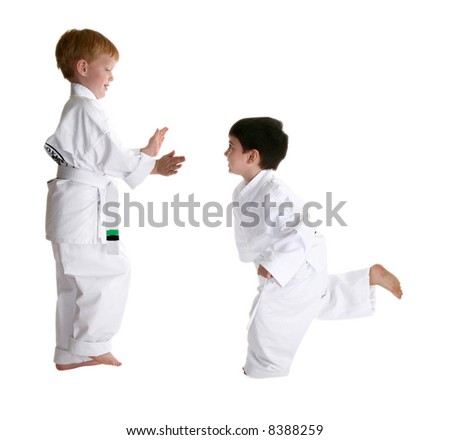 Martial arts sparring parternes.  Over white.  Clipping path.