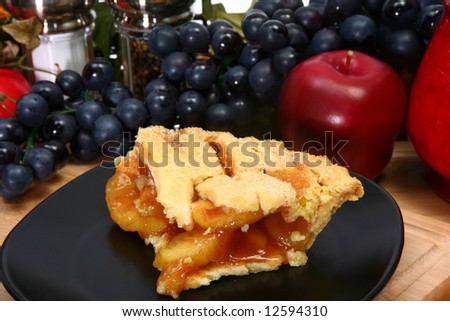 Slice of hot homemade apple pie.