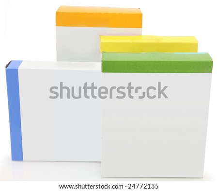 Stack of food boxes with blank labels for adding text.