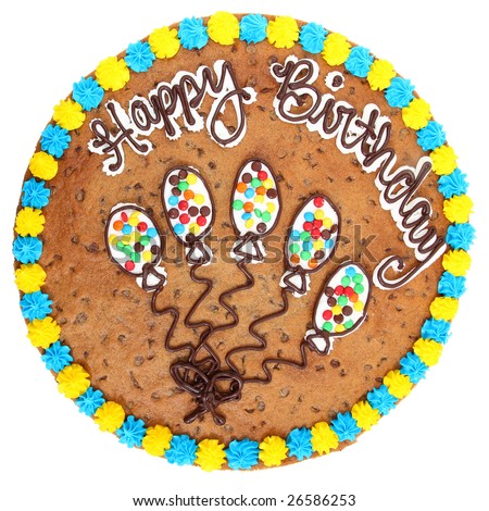 Large 18 inch cookie cake with Happy Birthday in icing.