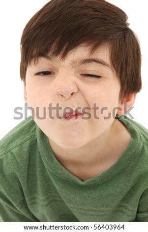 Year   Birthday Party Ideas on Funny Seven Year Old French American Boy Making Sneeze Or Nose Tickle
