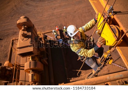 Premium Photo  Male workers rope access height safety connecting