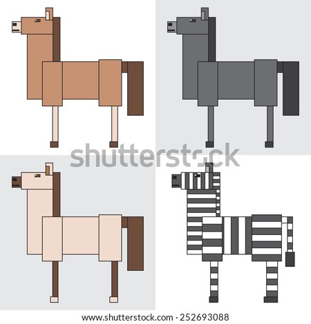 symbol icon rectangle animal horse zebra