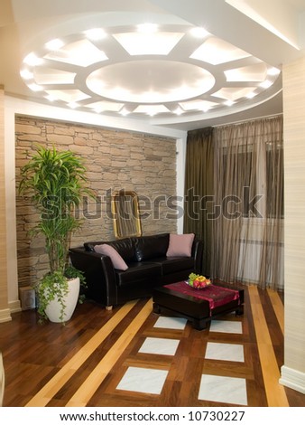 Modern Living Room With Ceiling Lights Stock Photo 10730227 : Shutterstock