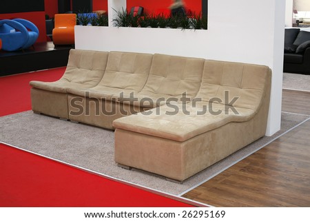 beige sofa in furniture store