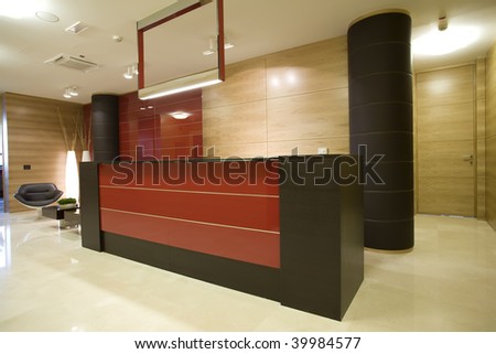 reception desk in waiting room