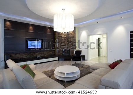 modern living rooms with fireplaces on Modern Living Room With Fireplace Stock Photo 41524639   Shutterstock